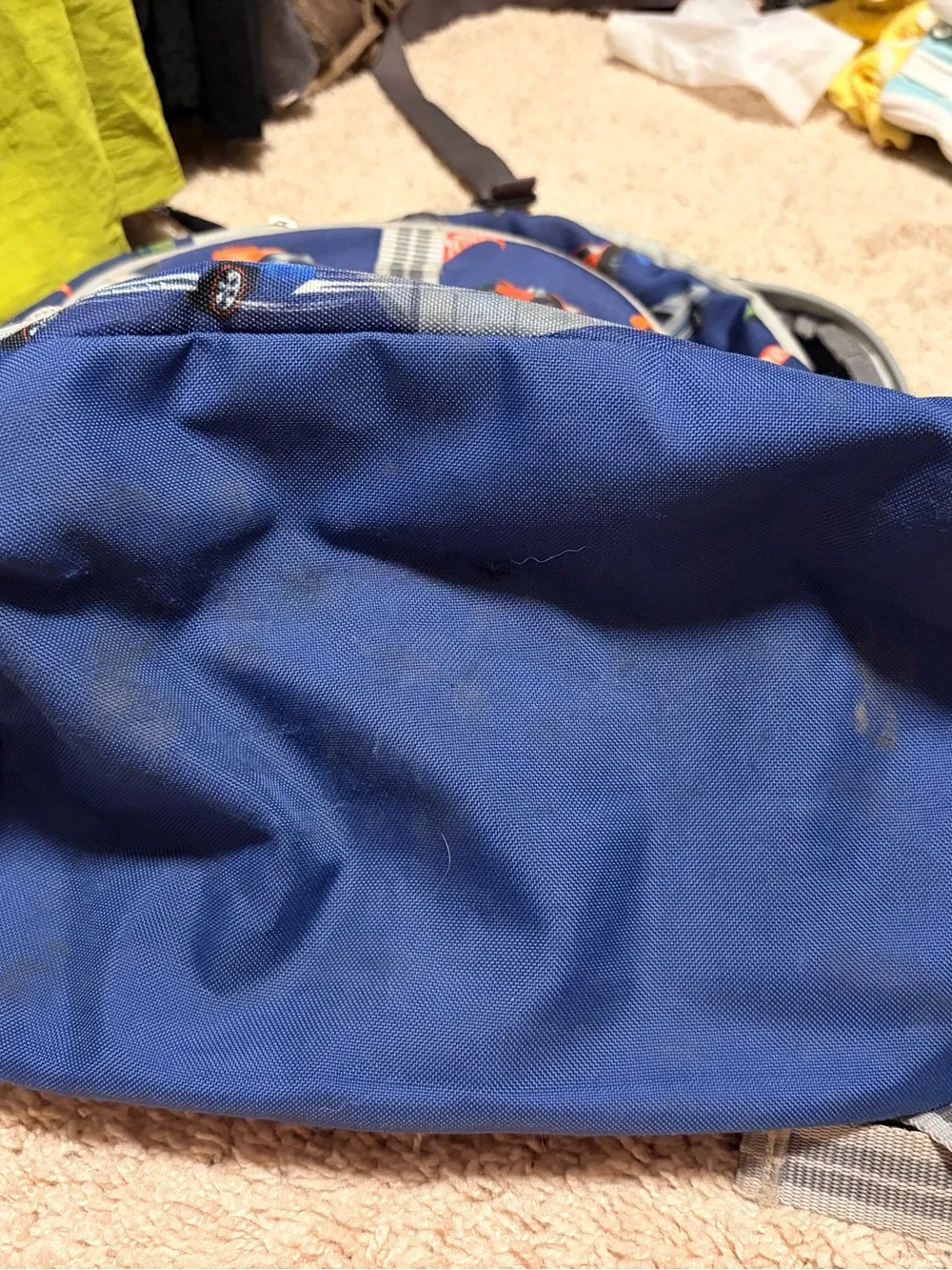 Pottery Barn Kids Hot Wheels Navy and Grey Race Car Backpack - Size Large PBK